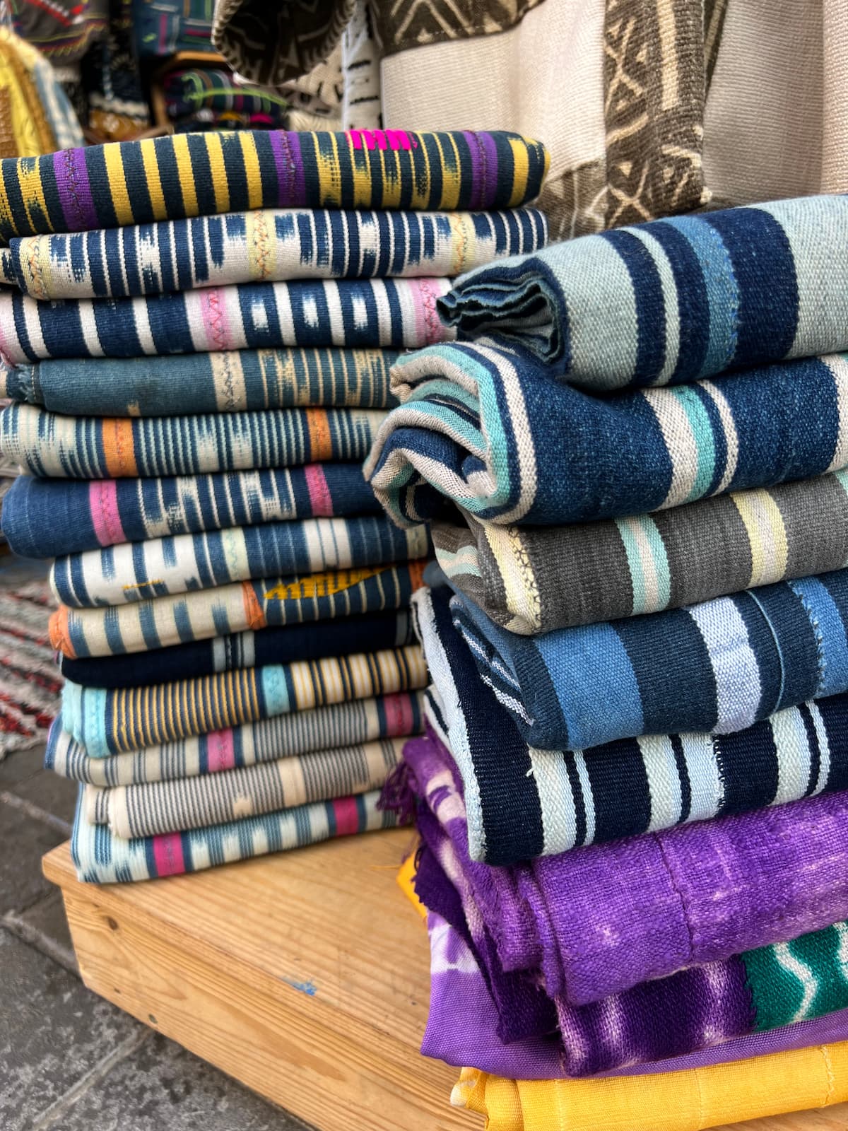 folded woven blankets